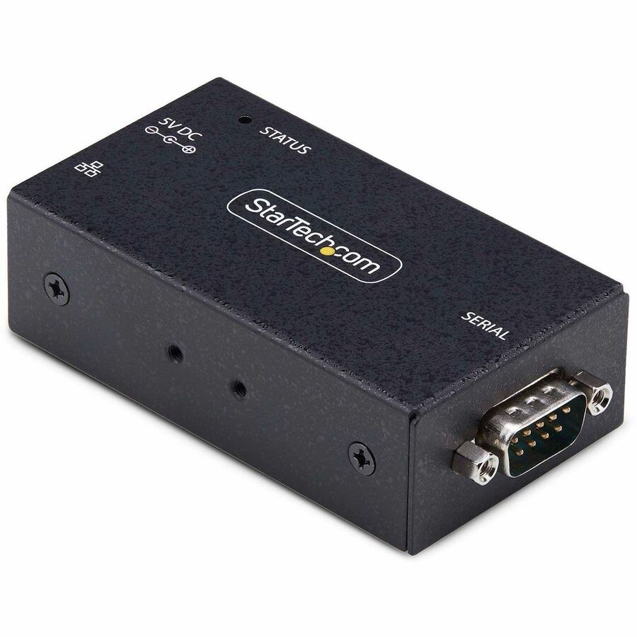 StarTech 1-Port Serial to Ethernet Adapter, IP Serial Device Server For RS232 Devices, Wall/DIN Rail Mount, LAN To DB9 Converter, TAA