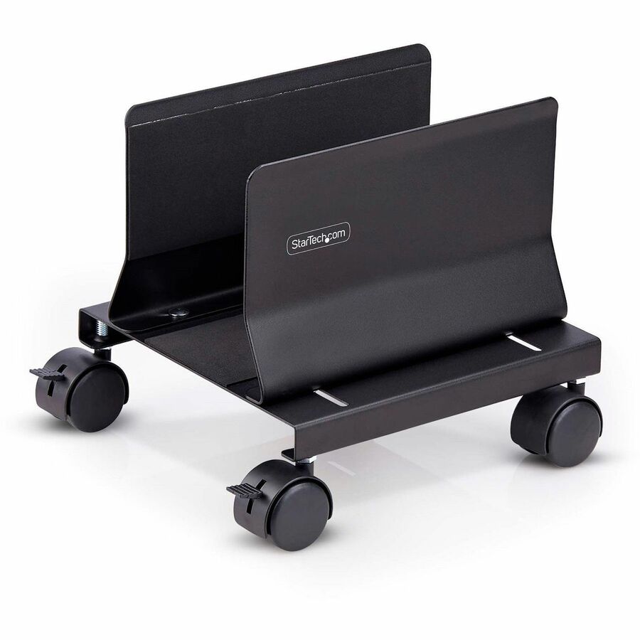 StarTech Computer Tower Cart, Rolling CPU Caddy on Wheels, Max 46.3lb/21kg, Adjustable PC Case Mount, Floor Stand Dolly, Steel, TAA