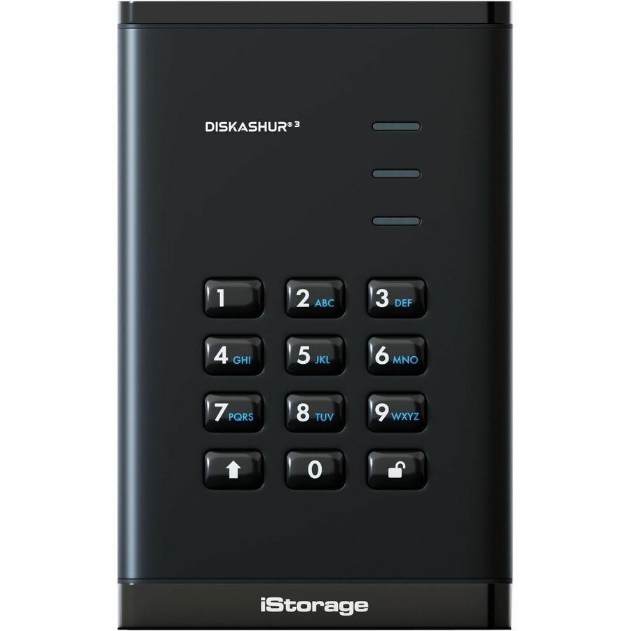 iStorage diskAshur3 2 TB Portable Hard Drive | Black | Incorporated Common Criteria EAL 5+ | PIN protected | AES 256-bit Full Disk Hardware Encryption | Dust/Water Resistant | TAA Compliant