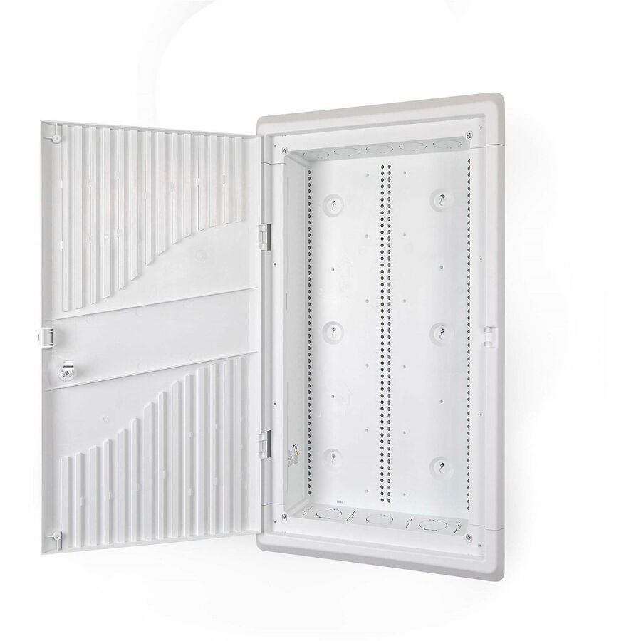 StarTech 28in Wall-Mount Media Enclosure, Cable Management Box for Network Distribution, Mounting Fixtures/Modules Included, White