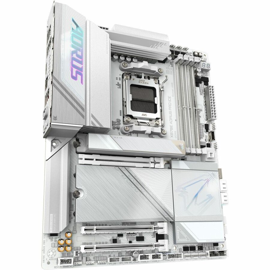 GIGABYTE Ultra Durable X870E AORUS PRO ICE Gaming Desktop Motherboard - AMD X870E Chipset - Socket AM5 - ATX