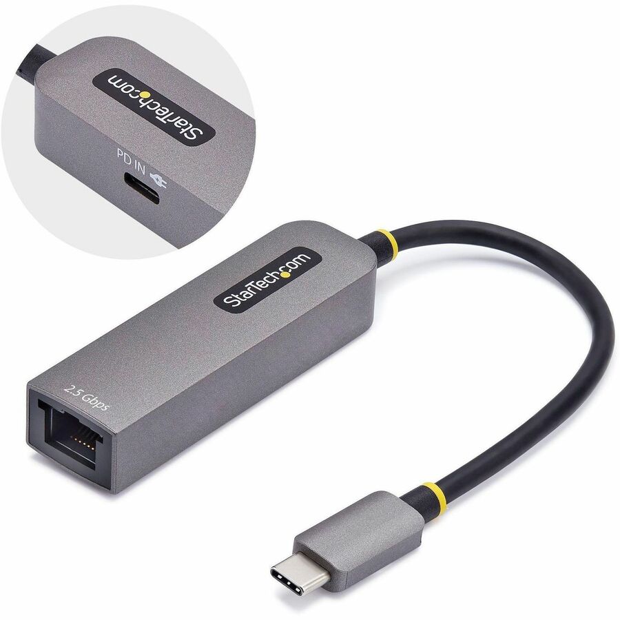 StarTech 2.5GbE USB-C to Ethernet Adapter, 100W PD Pass-Through, NBASE-T NIC, USB 3.0 Type-C 2.5/1G Multi Speed Network, USB 3.1 RJ45