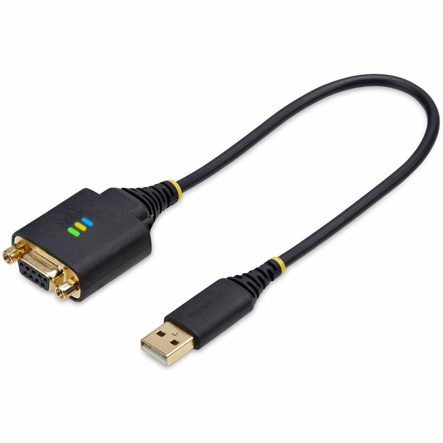 StarTech 1ft/30cm USB to Null Modem Serial Adapter Cable, COM Retention, FTDI, RS232, Changeable DB9 Nuts/Screws, Windows/macOS/Linux