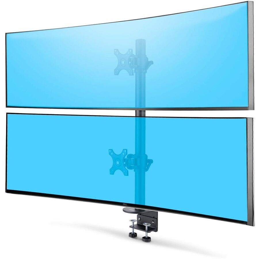StarTech Desk Mount For 2x Vertically Stacked Monitors, Dual 49" , Total 70lb/32kg, C-Clamp, VESA, Widescreen 16:9/Ultrawide 32:9, TAA