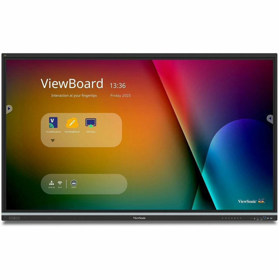 ViewSonic IFP7551 75 Inch 4K ViewBoard Interactive Smart Board with Integrated Education Software, Android 14, Google EDLA, 50-Point Touch, Built-in Microphone, HDMI, VGA, USB Hub, and USB C Inputs