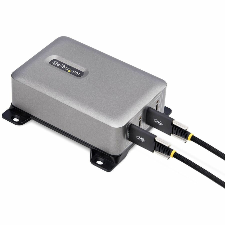 StarTech 4-Port Multi-Device USB-C Charger, 240W Total, 1-Port 140W EPR, Screw Locking Ports, Ideal for Boardrooms, 2x 10ft Cable Incl
