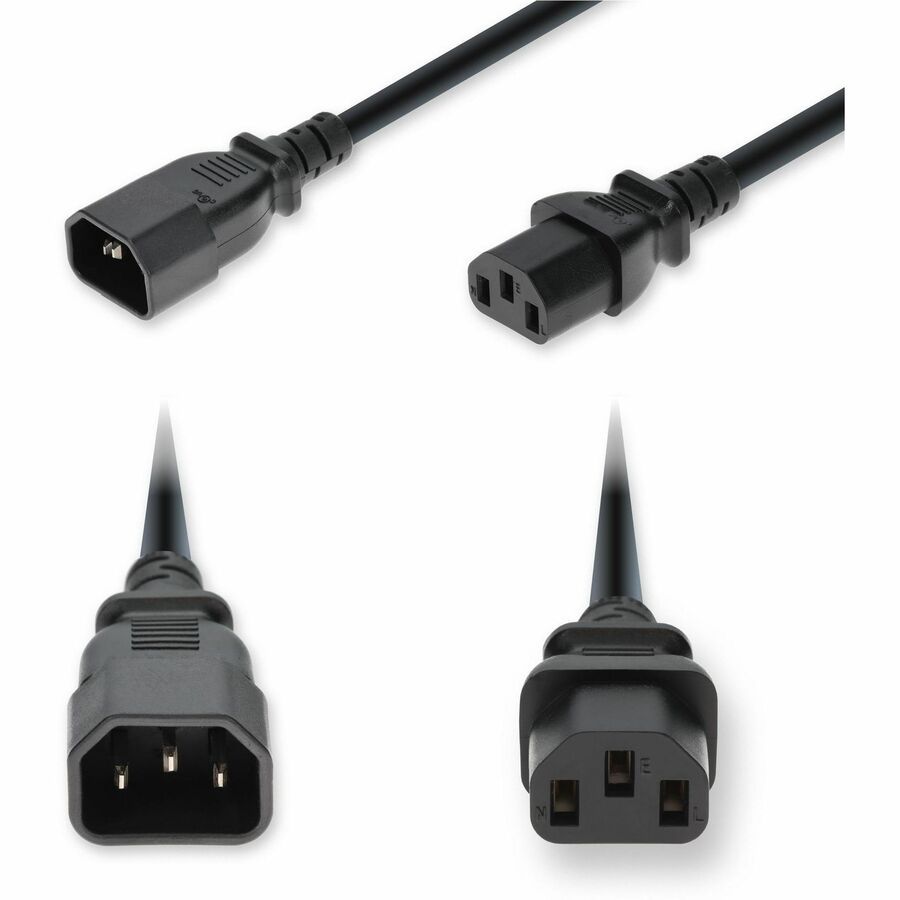AddOn 10ft C14 Male to C13 Female Standard Commercial Temp 14 AWG 250V at 15A PVC SJT (Service Junior Thermoplastic) Black Power Cable