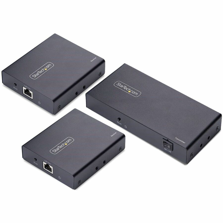 StarTech 2-Port HDMI Extender and Splitter Over CAT6, 4K 60Hz, Up to 230ft (70m), 1x2 HDMI over Ethernet Distribution Kit, 1 In 2 Out