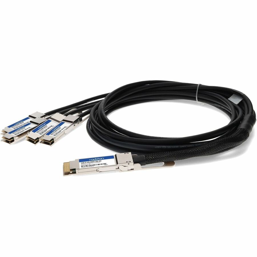 AddOn Arista Networks CAB-D-4Q-400G-3M Compatible TAA 400GBase-CU QSFP-DD 400G to 4xQSFP56 100G PAM-4 Direct Attach Cable (Passive Twinax, 3m)