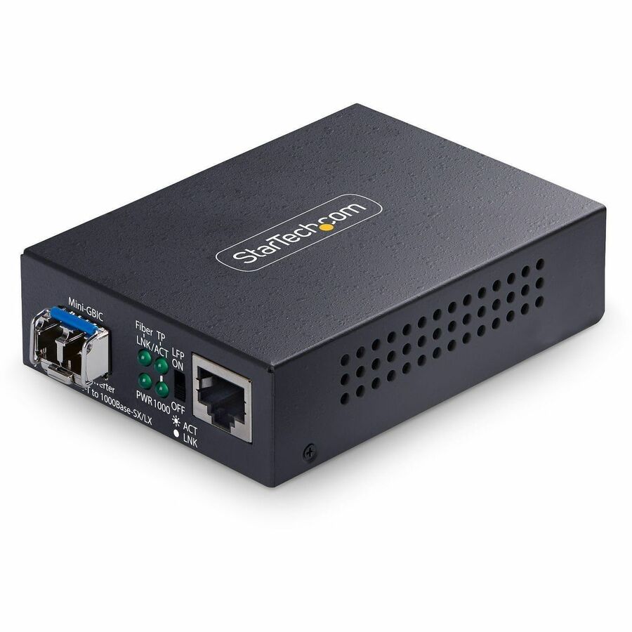 StarTech Gigabit Ethernet Copper-to-Fiber Media Converter, SM LC, 40km, 10/100/1000 Mbps, RJ45 to LC, 9K Jumbo Frames, TAA Compliant