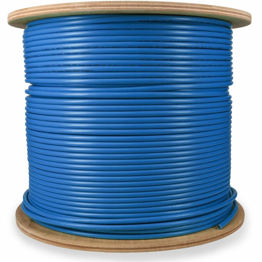 ADDON 1000FT NON-TERMINATED BLUE CAT 6A SHIELDED PLENUM-RATED BULK CABLE