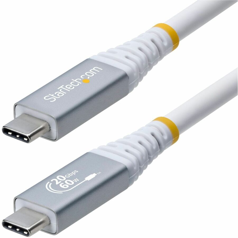 StarTech 10ft (3m) USB4 Cable, 20Gbps, USB-IF Certified USB-C Cable, 60W, 4K120Hz DP 2.1, TPE Jacket, White USB-C Cord