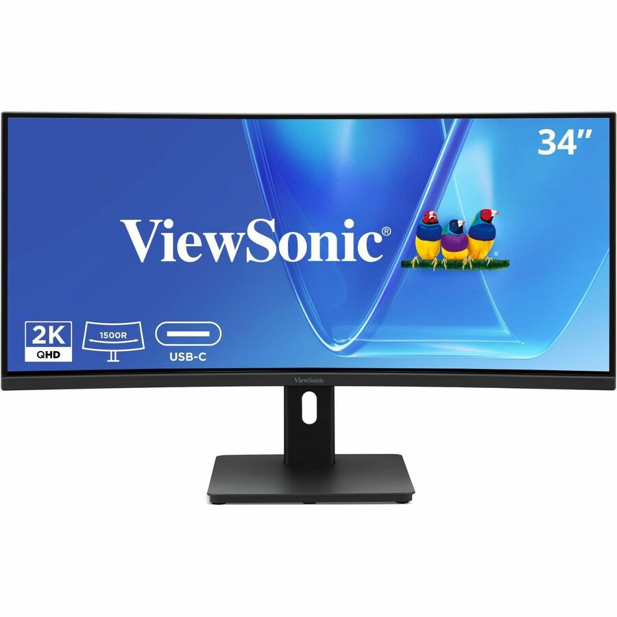 ViewSonic VG3409C 34 Inch 1440p Ultrawide Monitor, Curved VA Display with 120Hz for Smooth Home and Office Productivity, Advanced Ergonomics, 96W USB-C, RJ45, HDMI, and DisplayPort Inputs