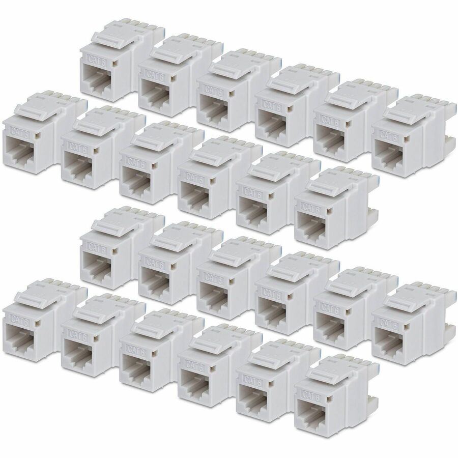 StarTech Cat6 Keystone Jack, 24-Pack RJ45 Ethernet Keystone Jacks, UTP Cat6 Wall Jack, 180-Degree 110 Punch Down, White