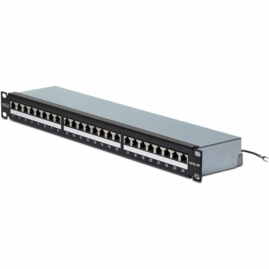 StarTech 24 Port 1U Shielded Cat6A Patch Panel, 110 Punch Down, Rackmount Cat6A RJ45 STP Ethernet Patch Panel
