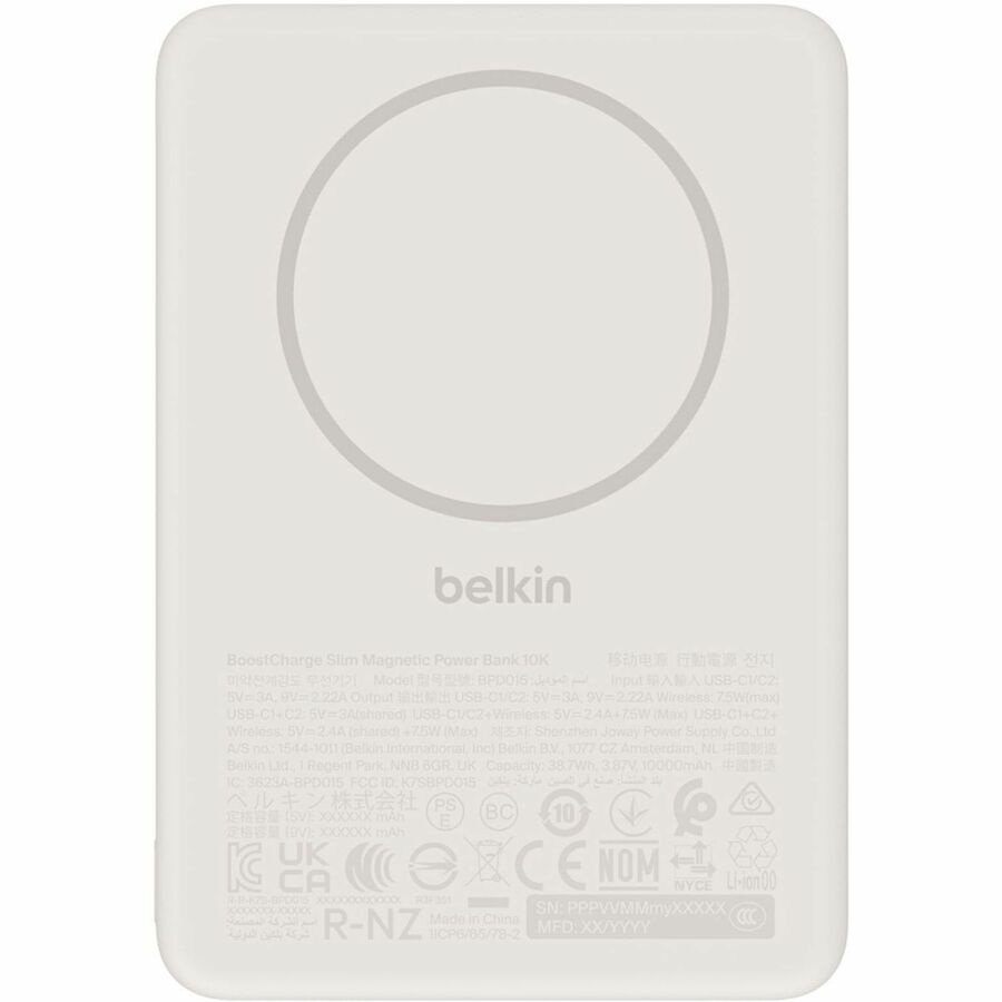 Belkin BoostCharge Slim Magnetic Power Bank 10K, Sand