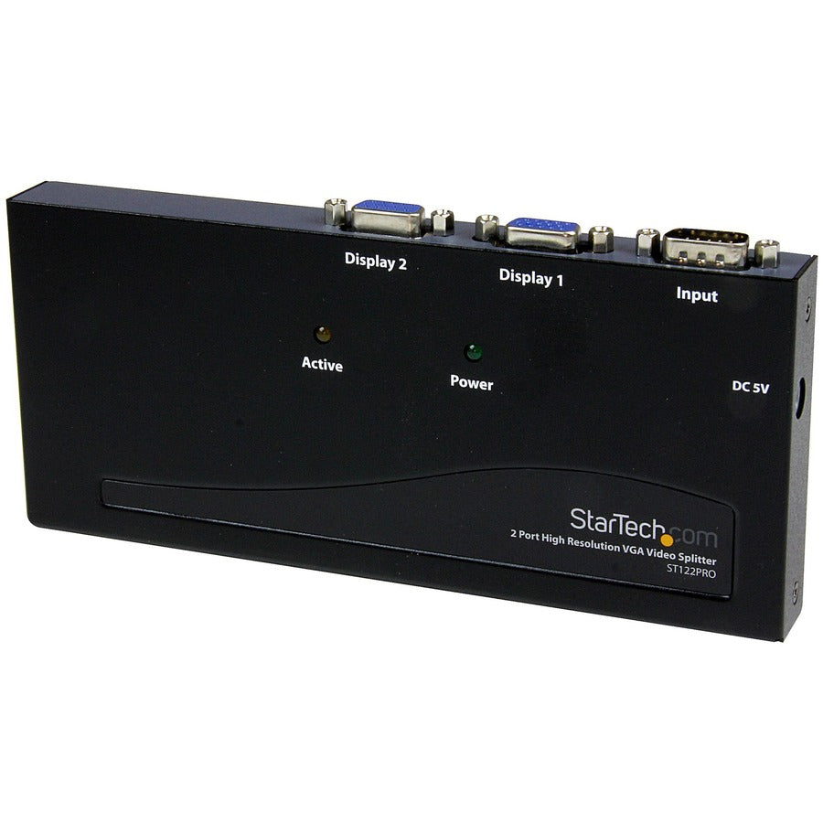 StarTech 2 Port High Resolution VGA Video Splitter with Built-in Amplifier, 350 MHz, VGA Splitter 1 x 2, 2048x1536 80Hz, TAA Compliant