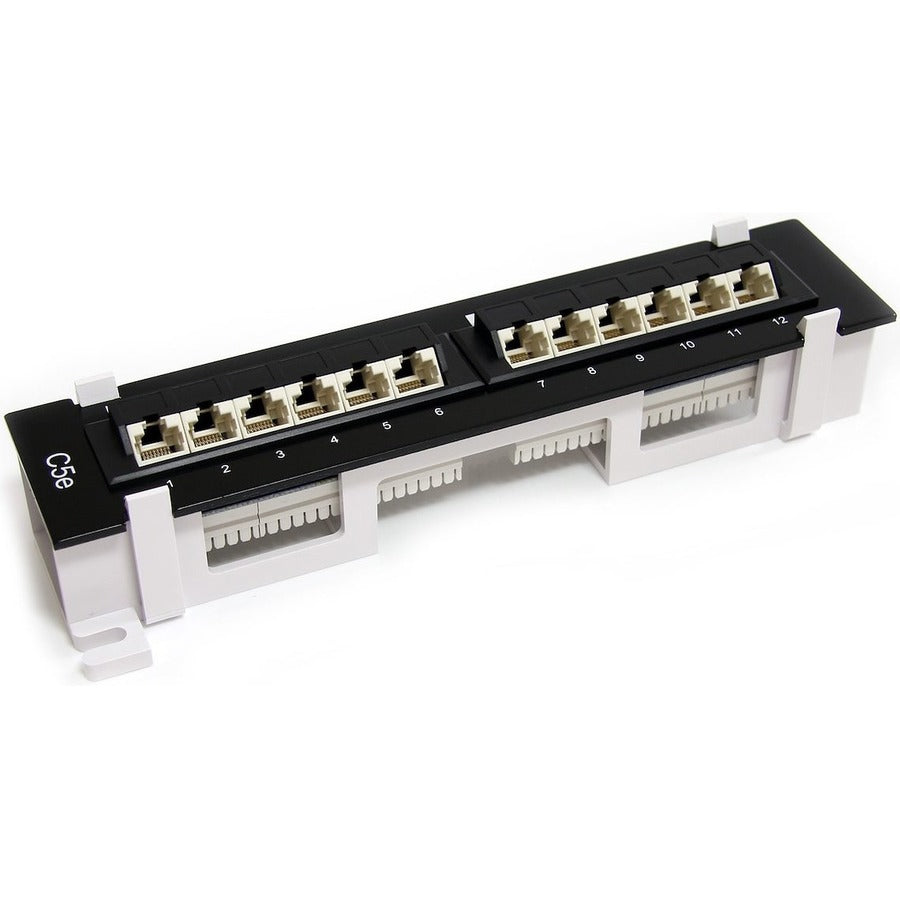 StarTech 1U 12 Port Wall Mount Cat5e 110 Patch Panel - 45 Degree