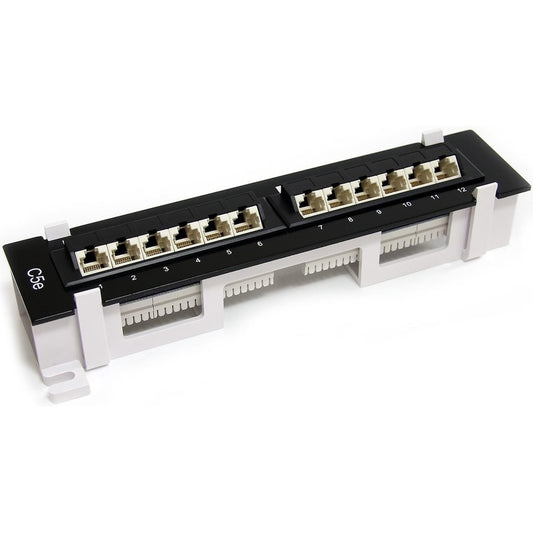 StarTech 1U 12 Port Wall Mount Cat5e 110 Patch Panel - 45 Degree