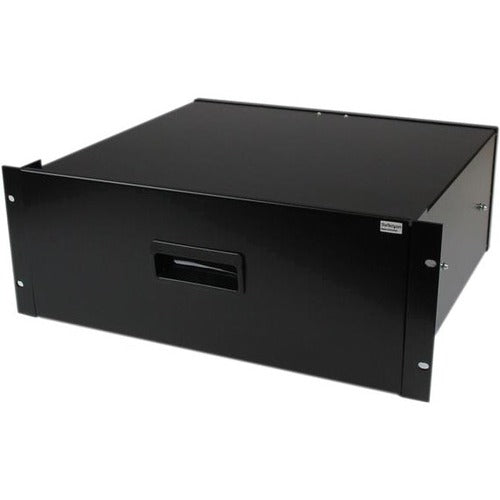 StarTech 4U Black Steel Storage Drawer for 19in Racks and Cabinets - 4U Black Sliding Rack Storage Drawer