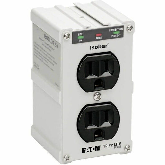 Eaton Tripp Lite Series Isobar 2-Outlet Surge Protector, Direct Plug-In, 1410 Joules, Diagnostic LEDs, Metal Housing
