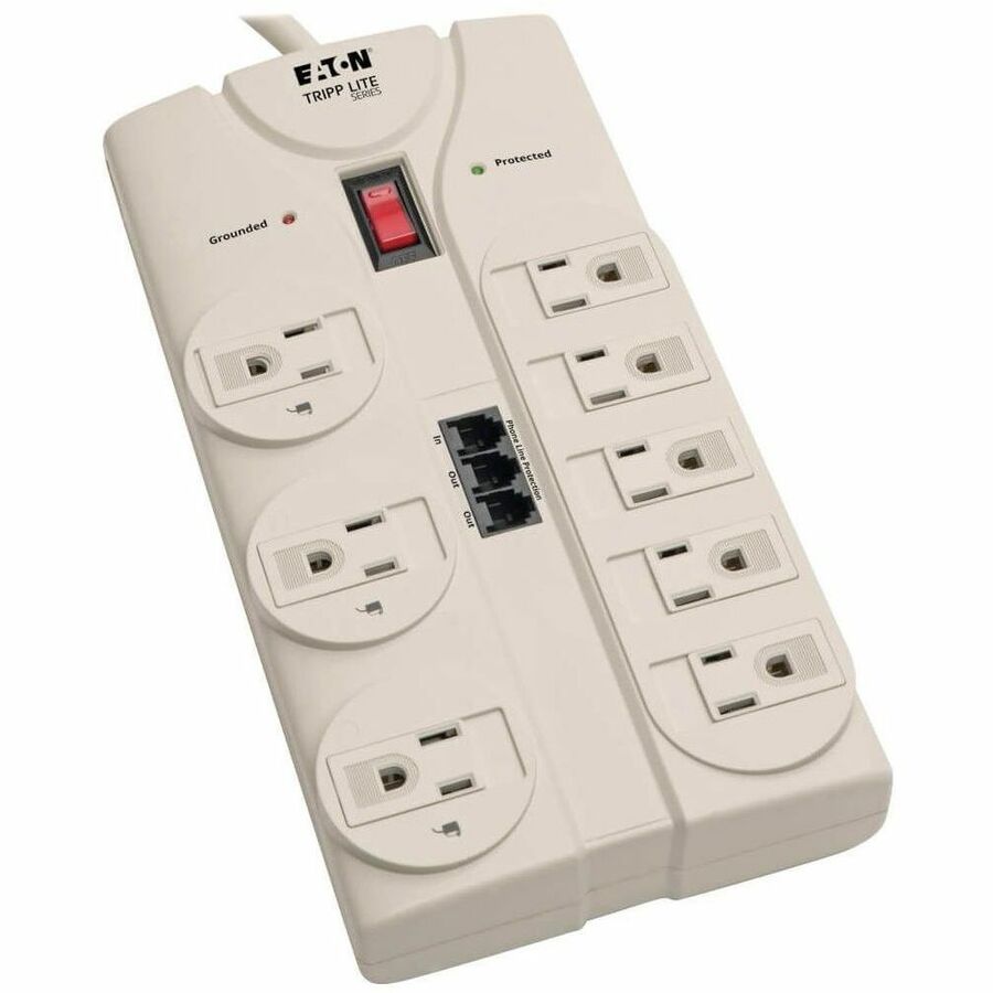 Eaton Tripp Lite Series Protect It! 8-Outlet Computer Surge Protector, 8 ft. (2.43 m) Cord, 2160 Joules, Tel/Modem/Fax Protection