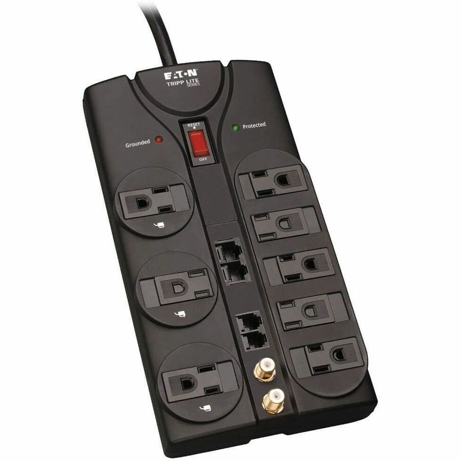 Tripp Lite by Eaton Protect It! 8-Outlet Surge Protector 10 ft. Cord 3240 Joules Modem/Coax/Ethernet Protection RJ45