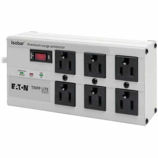 Eaton Tripp Lite Series Isobar 6-Outlet Surge Protector, 6 ft. Cord with Right-Angle Plug, 3330 Joules, Diagnostic LEDs, Metal Housing
