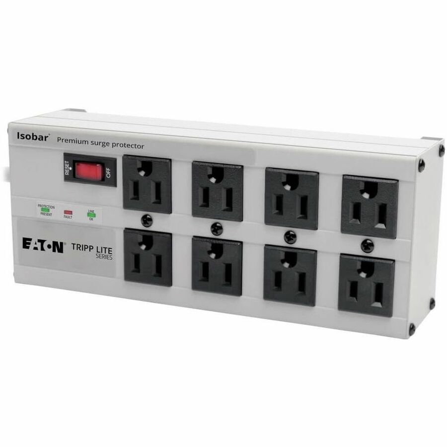Tripp Lite by Eaton Isobar 8-Outlet Surge Protector 25 ft. Cord with Right-Angle Plug 3840 Joules Diagnostic LEDs Metal Housing