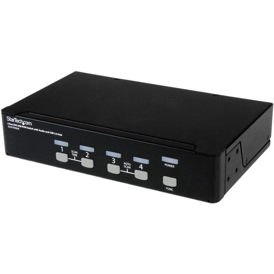StarTech 4 Port DVI + USB KVM Switch with Audio, KVM switch, USB 2.0 Hub, 2 ports, 1 local user, 1U, TAA