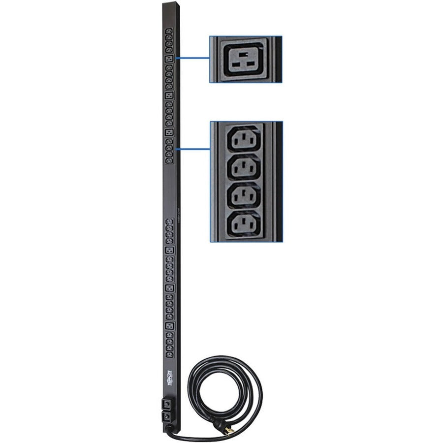 Tripp Lite by Eaton PDU 5.5kW Single-Phase 208/230V Basic PDU 38 Outlets (32 C13 and 6 C19) NEMA L6-30P Input 10 ft. (3.05 m) Cord 0U Vertical
