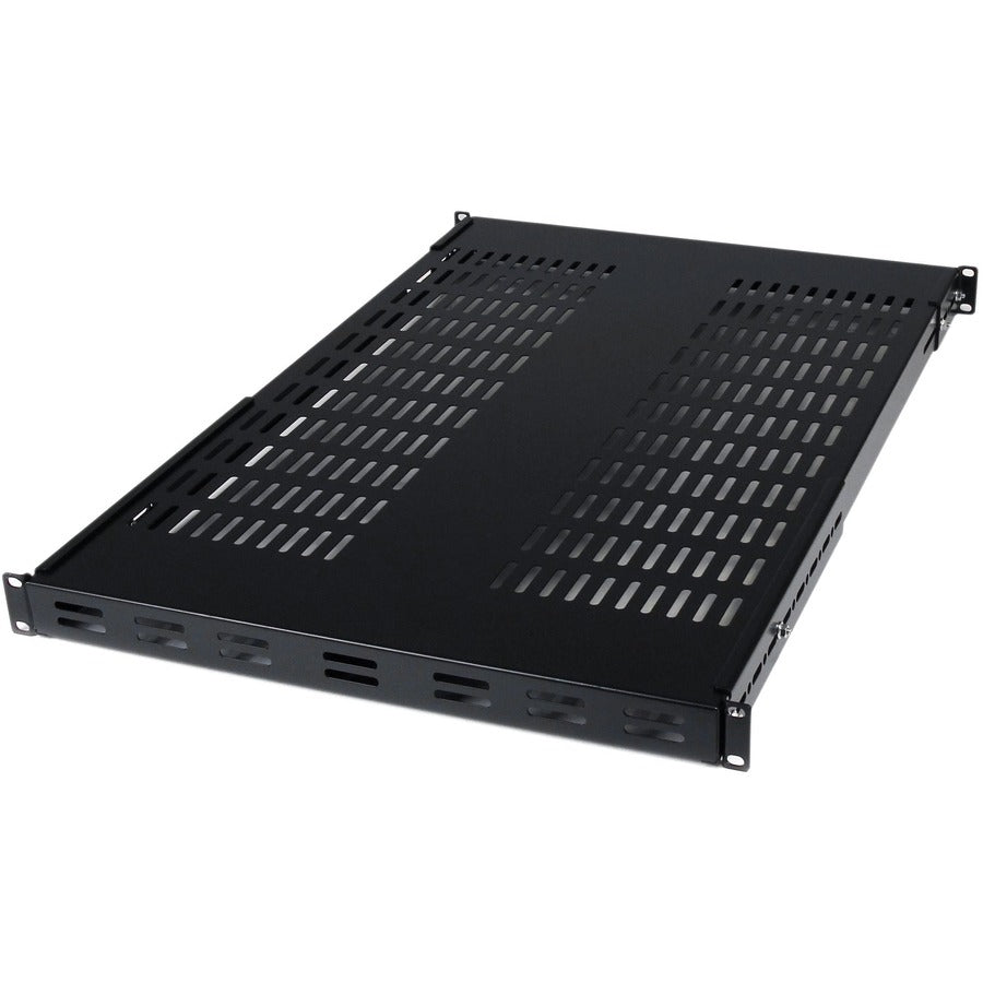StarTech 1U 19.5 to 38in Adjustable Mounting Depth Vented Rack Mount Shelf, 175lbs / 80kg, 27.5in Deep, TAA