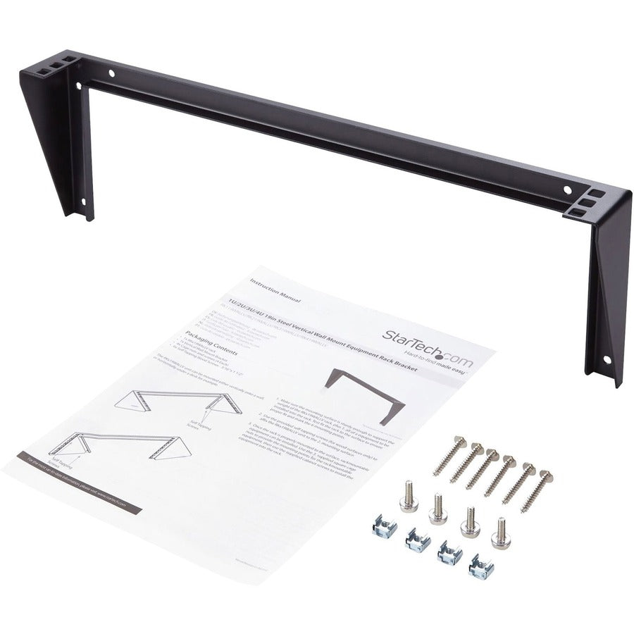 StarTech 1U 19in Steel Vertical Wall Mount Equipment Rack Bracket, TAA