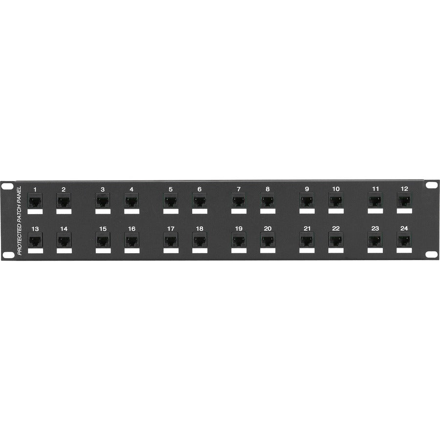Black Box CAT6 Surge-Protected Patch Panel - 2U, 24-Port