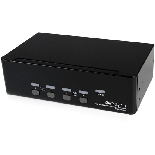 StarTech 4 Port Dual DVI USB KVM Switch w/ Audio & USB Hub, TAA