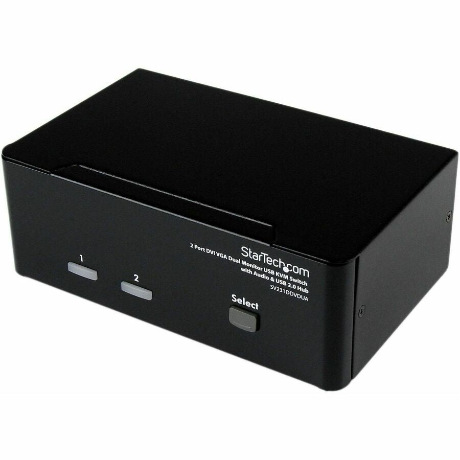 StarTech 2 Port DVI VGA Dual Monitor KVM Switch USB with Audio & USB 2.0 Hub, TAA