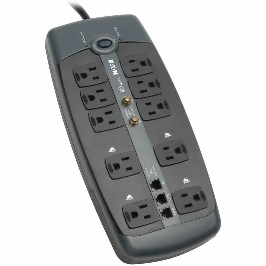 Eaton Tripp Lite Series Protect It! 10-Outlet Surge Protector, 8 ft. (2.43 m) Cord, 3345 Joules, Tel/Modem/Coaxial Protection