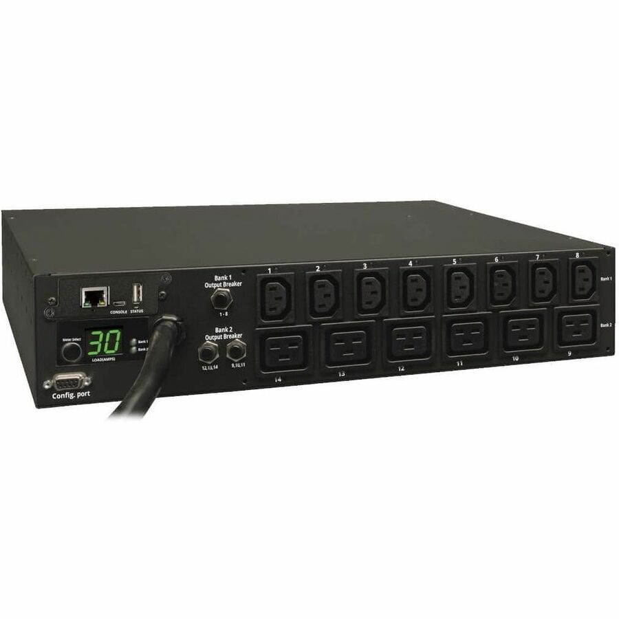Tripp Lite by Eaton PDU 5.5kW Single-Phase Switched PDU - LX Interface 208/230V Outlets (8 C13 & 6 C19) L6-30P Input 15 ft. (4.57 m) Cord 2U Rack-Mount TAA