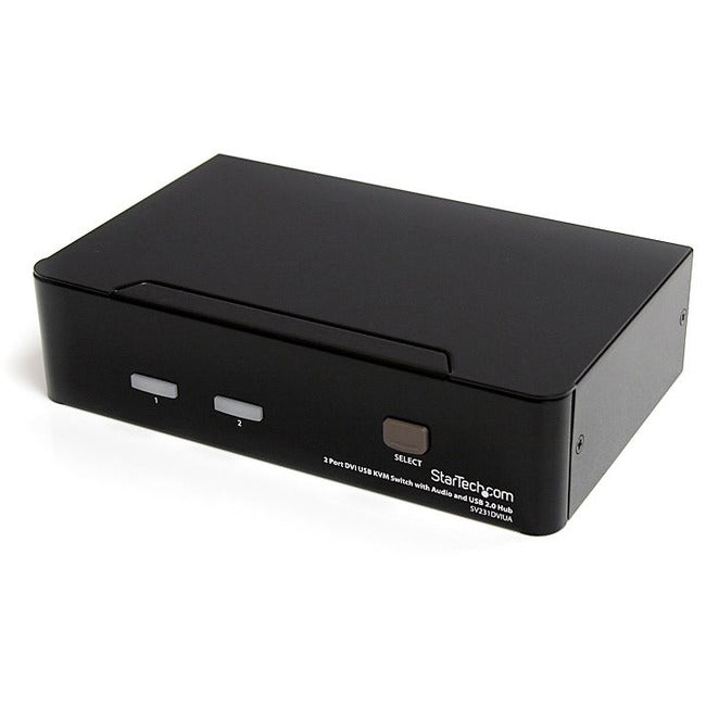 StarTech 2 Port DVI + USB KVM Switch with Audio, KVM switch, USB 2.0 Hub, 2 ports, 1 local user, 1U, TAA