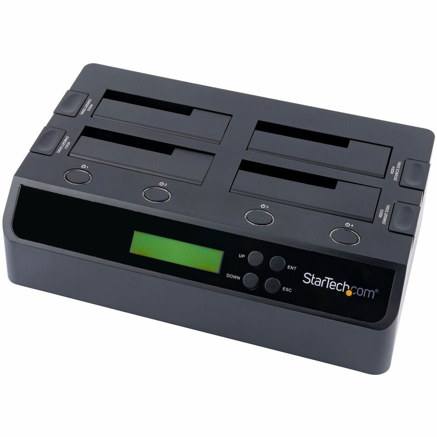 StarTech 4-Bay Hard Drive Duplicator and Eraser, External HDD/SSD Cloner / Copier / Wiper Tool, USB 3.0/eSATA to SATA Docking Station