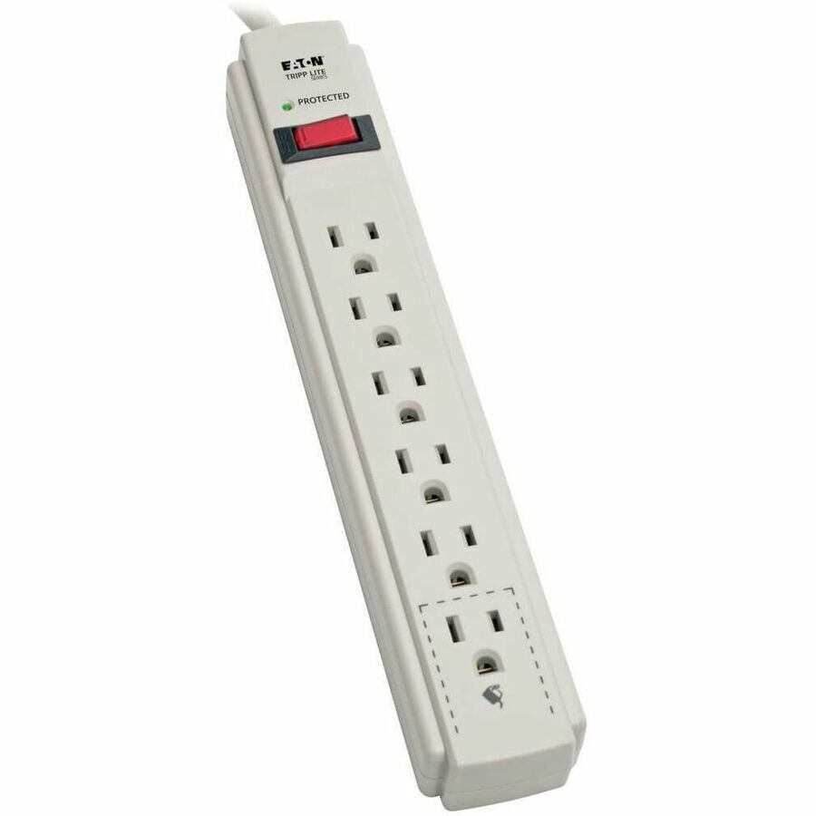 Tripp Lite by Eaton Protect It! 6-Outlet Surge Protector 15 ft. Cord 790 Joules Diagnostic LED Light Gray Housing