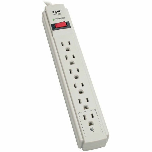 Tripp Lite by Eaton Protect It! 6-Outlet Surge Protector 15 ft. Cord 790 Joules Diagnostic LED Light Gray Housing