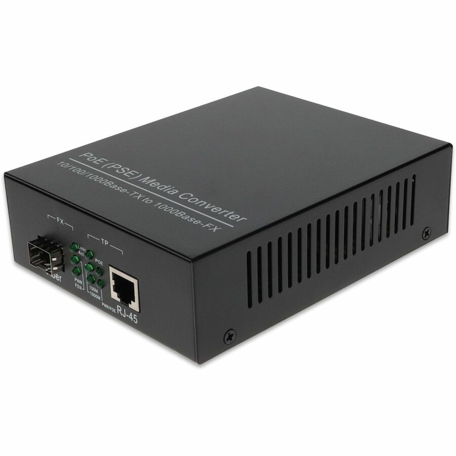 AddOn 10/100/1000Base-TX(RJ-45) to Open SFP Port POE+ Media Converter