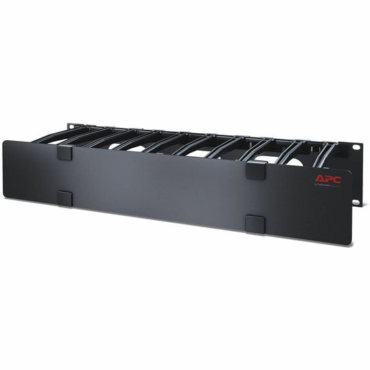 APC NetShelter Cable Management, Horizontal Cable Manager, 2U, Single Side with Cover, Black, 482.6 x 88.9 x 165.1 mm