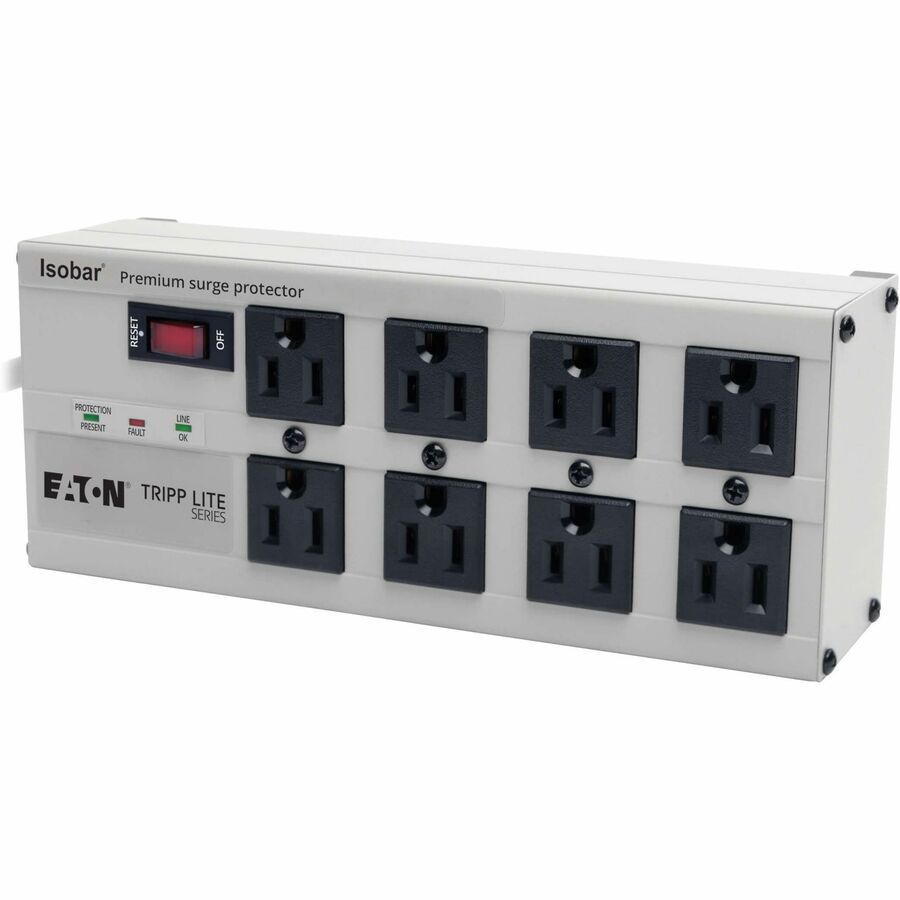 Tripp Lite by Eaton Isobar 8-Outlet Surge Protector 12 ft. Cord with Right-Angle Plug 3840 Joules Diagnostic LEDs Metal Housing