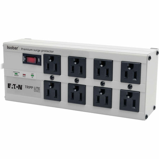 Tripp Lite by Eaton Isobar 8-Outlet Surge Protector 12 ft. Cord with Right-Angle Plug 3840 Joules Diagnostic LEDs Metal Housing