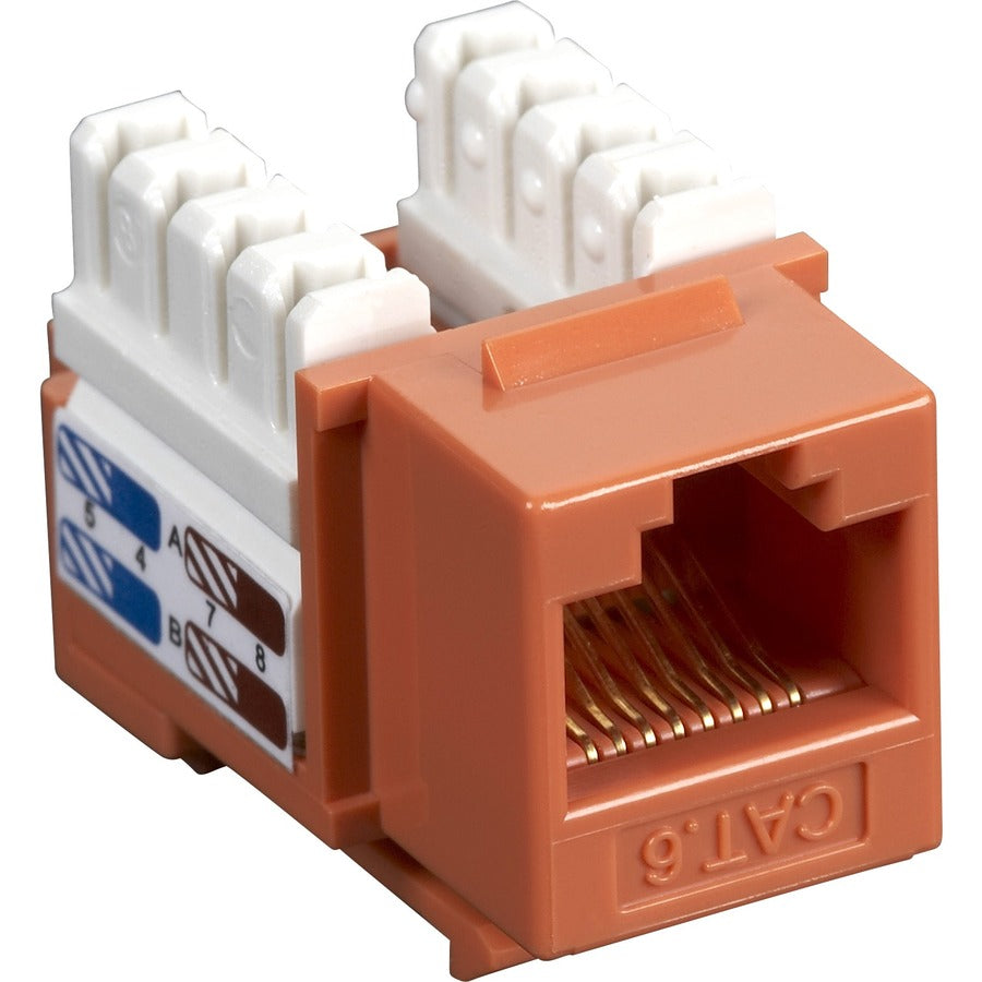 Black Box CAT6 Keystone Jack - Unshielded, RJ45, Orange, 25-Pack