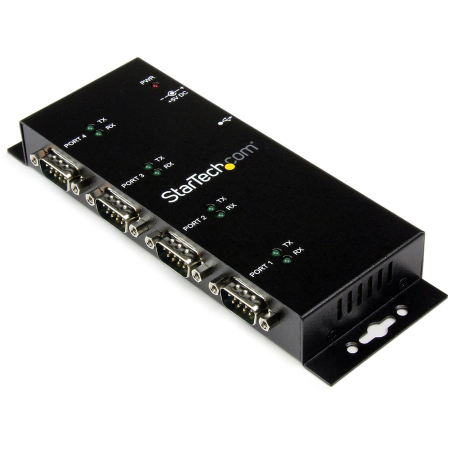 StarTech USB to Serial Adapter Hub - 4 Port - Industrial - Wall Mount - Din Rail - COM Port Retention - FTDI USB Serial, TAA