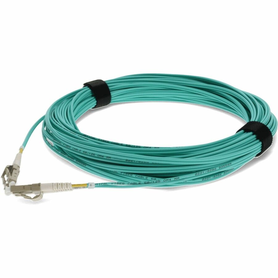 AddOn 50m LC to LC Aqua OM3 Duplex OFNR (Riser-Rated) MMF (Multi Mode) Fiber Patch Cable, 50/125