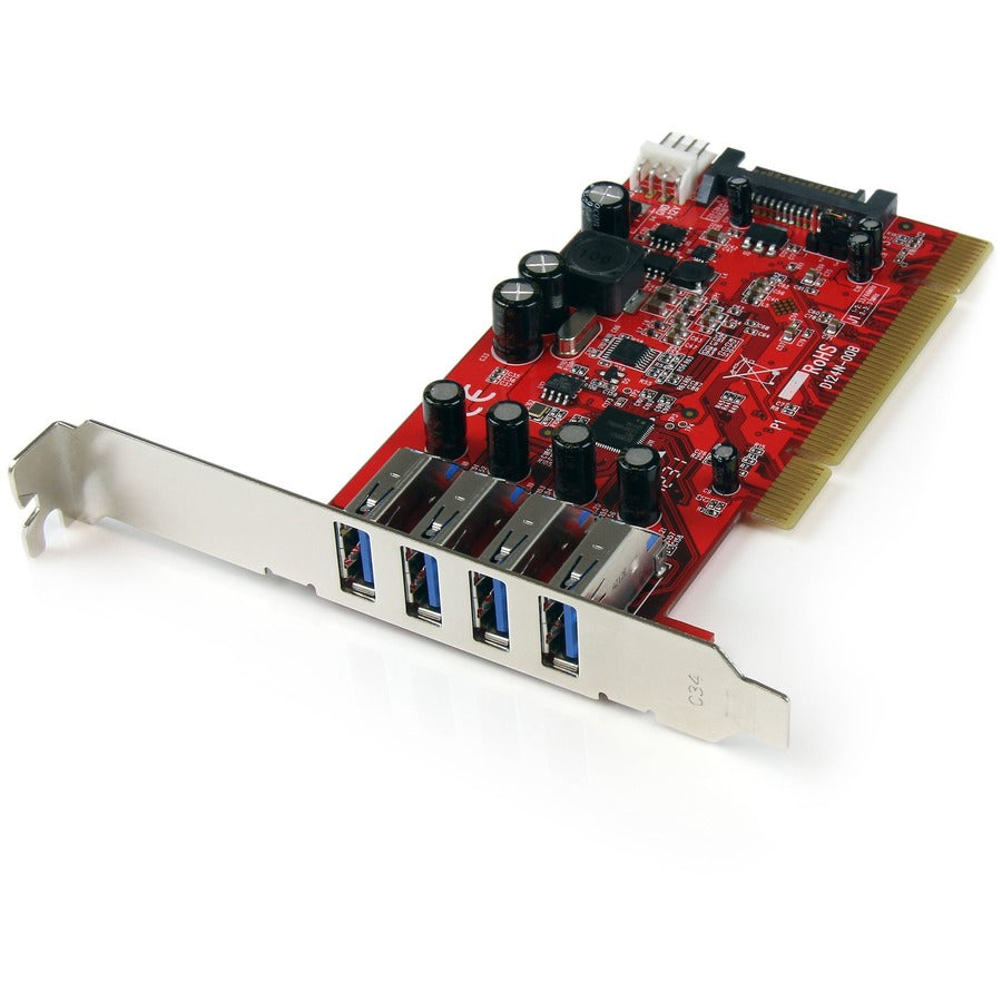 StarTech 4 Port PCI SuperSpeed USB 3.0 Adapter Card with SATA/SP4 Power, 5Gbps, TAA